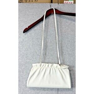White Leather Clutch Crossbody/Shoulder Bag Handbag Purse, Faux Leather